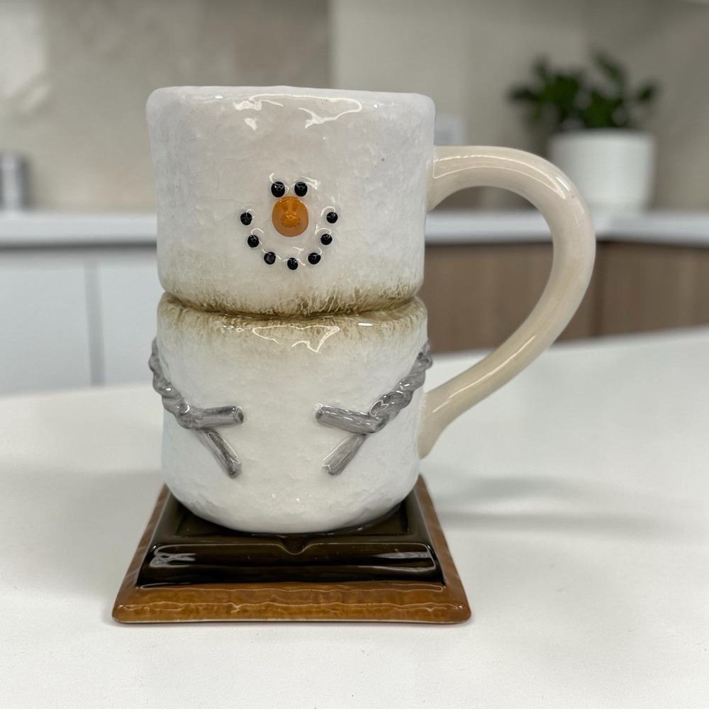 VTG 90 Midwest Cannon Falls Snowman Ceramic Coffee Mug Christmas Cocoa Cup Cabin